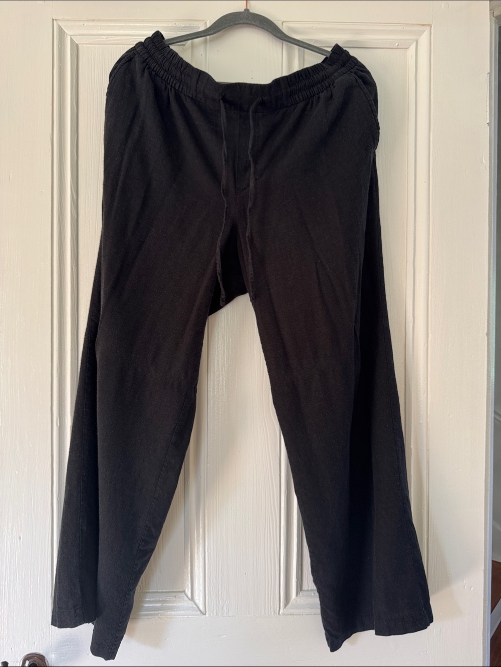 Women’s Old Navy Wide-Leg Black Drawstring Linen Blend Pants Medium